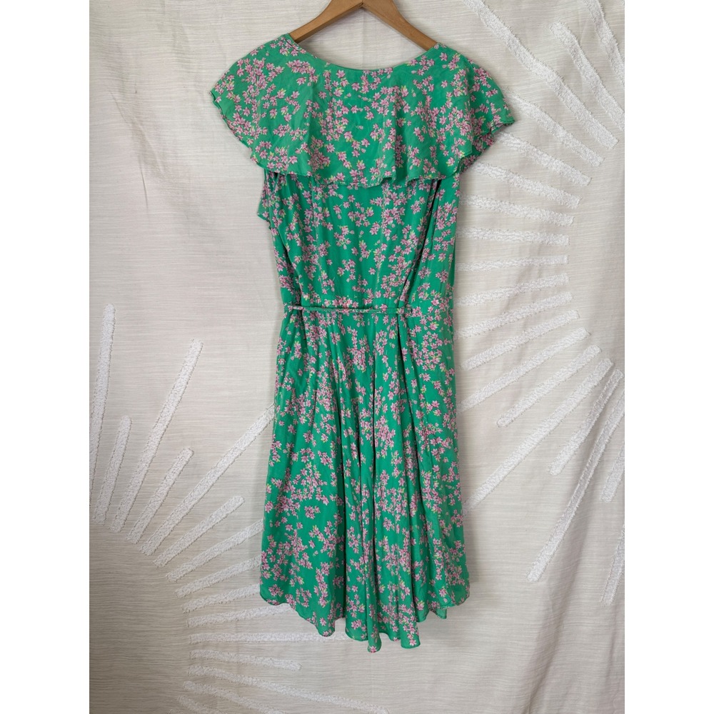 Draper James RSVP Women's Large Green Floral Wrap Mini Dress - Picture 3 of 6